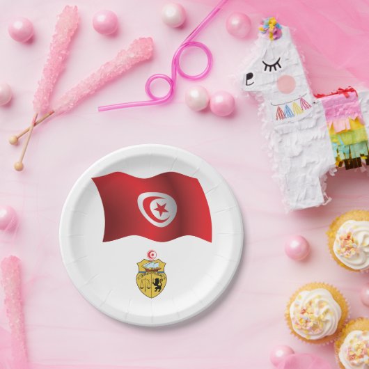 Tunesische vlag en wapenschild Patriottisch Tunesi Papieren Bordje (Feest)