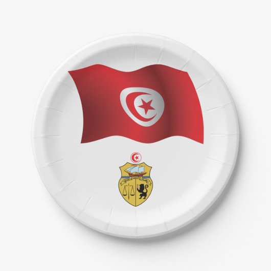 Tunesische vlag en wapenschild Patriottisch Tunesi Papieren Bordje (Voorkant)