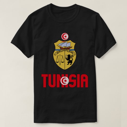 Tunesische vlag en wapenschild t-shirt (Design voorkant)