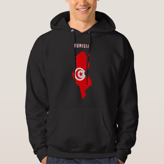 Tunesische vlag op de kaart van het Tunesische T-s Hoodie (Voorkant)
