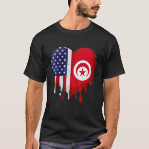 Tunesische vlag over het Amerikaanse erfgoed T-shirt