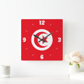 Tunesische vlag Rode witte halve sterren Vierkante Klok (Huis)