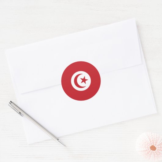 Tunesische vlag ronde sticker (Envelop)