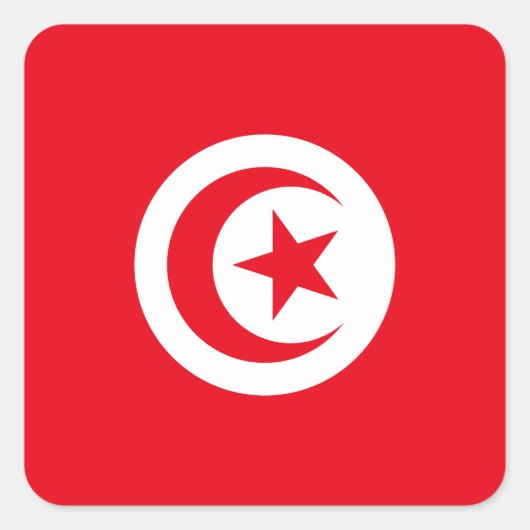 Tunesische vlag vierkante sticker (Voorkant)