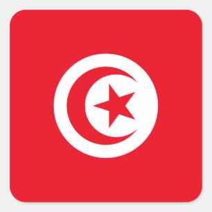 Tunesische vlag vierkante sticker