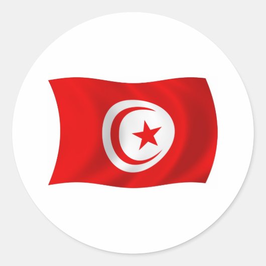 Tunesische Vlagsticker Ronde Sticker (Voorkant)