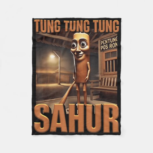 Tung Tung Sahur Ai Monster Italiaans Brainrot K Fleece Deken (Voorkant)