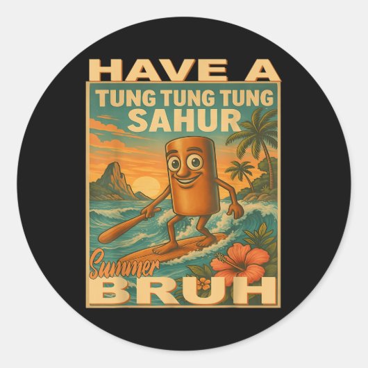 Tung Tung Sahur Brainrot Leraar Laatste Dag van Ronde Sticker (Voorkant)