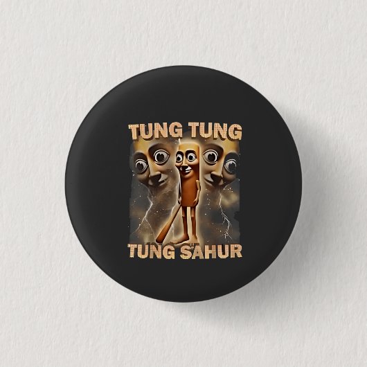 Tung tung sahur Brainrot Meme Ronde Button 3,2 Cm (Voorkant)