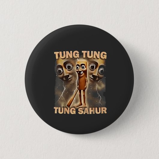 Tung tung sahur Brainrot Meme Ronde Button 5,7 Cm (Voorkant)