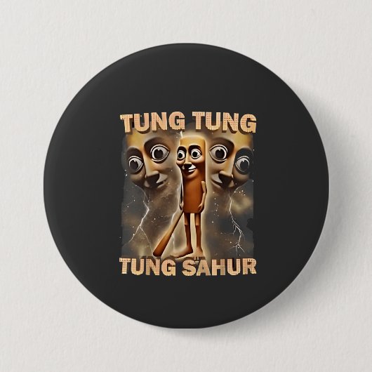 Tung tung sahur Brainrot Meme Ronde Button 7,6 Cm (Voorkant)
