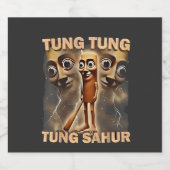 Tung tung sahur Brainrot Meme Sparkling Wijnetiket (Enkel label)