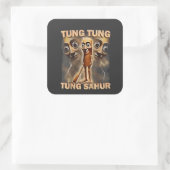 Tung tung sahur Brainrot Meme Vierkante Sticker (Tas)