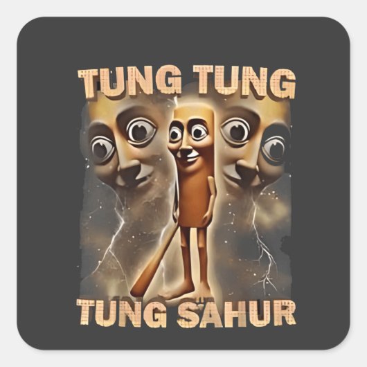 Tung tung sahur Brainrot Meme Vierkante Sticker (Voorkant)