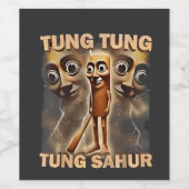 Tung tung sahur Brainrot Meme Wijn Etiket (Enkel label)
