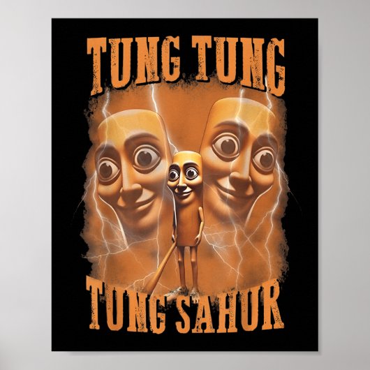 Tung Tung Sahur Funny Meme Brainrot Humor Gen Poster (Voorkant)