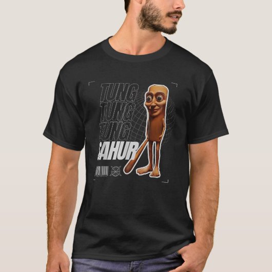 Tung Tung Sahur Funny Meme Brainrot Humor Gen T-shirt (Voorkant)