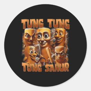 Tung Tung Sahur Grappig Italiaans Brainrot Meme B Ronde Sticker