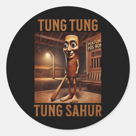 Tung Tung Sahur Italiaanse brainrot meme Ronde Sticker (Voorkant)