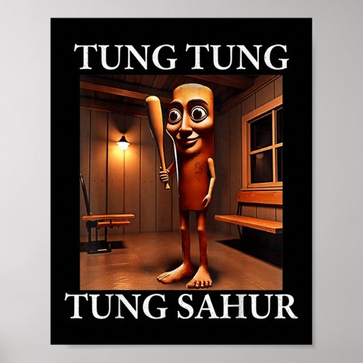 Tung Tung Sahur Italiaanse Hersenrot Meme Grappig Poster (Voorkant)