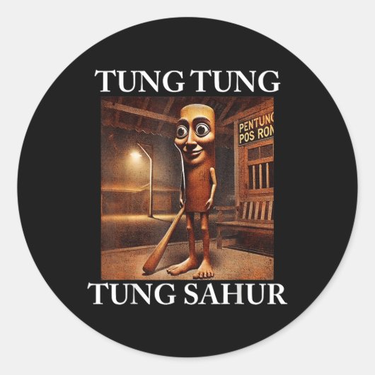 Tung Tung Sahur Italiaanse Hersenrot Meme Grappig Ronde Sticker (Voorkant)