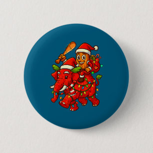 Tung Tung Sahur Olifant Rijden Kerst Italiaans Ronde Button 5,7 Cm