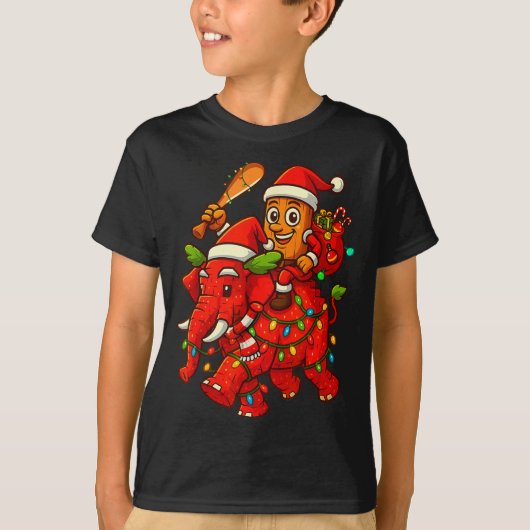 Tung Tung Sahur Riding Elephant Christmas Italian  T-shirt (Voorkant)