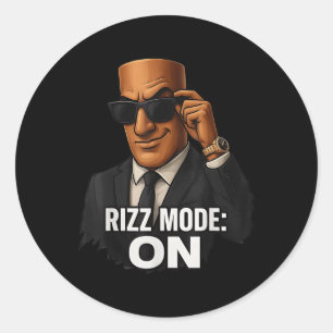 Tung Tung Sahur Rizz Mode op Italiaanse Brainrot Ronde Sticker