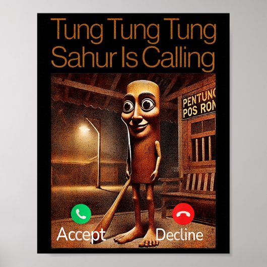 Tung Tung Sahur roept grappig antwoord Poster (Voorkant)