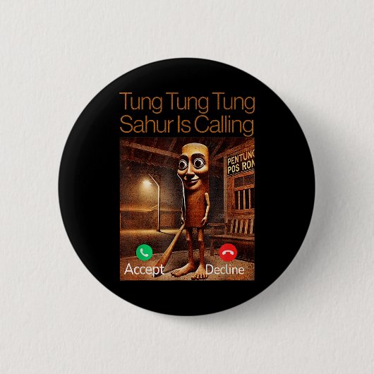 Tung Tung Sahur roept grappig antwoord Ronde Button 5,7 Cm (Voorkant)