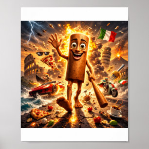 tung tung tung Houten Meme Karakter2 Poster