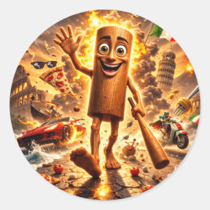 tung tung tung Houten Meme Karakter2 Sticker