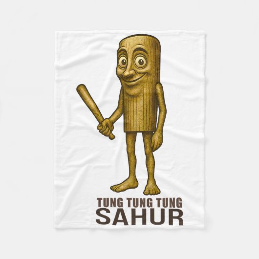 Tung Tung Tung Sahur - Grappige Italiaanse Brainro Fleece Deken (Voorkant)