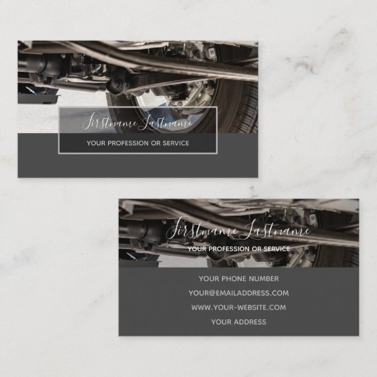 Tuningdeskundigen en monteurs, autoreparateurs visitekaartje (Voorkant / Achterkant)