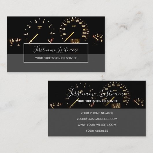 Tuningdeskundigen en monteurs, autoreparateurs visitekaartje (Voorkant / Achterkant)