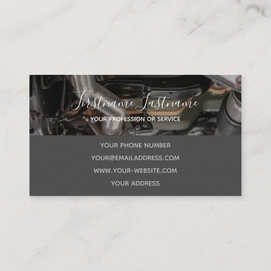 Tuningdeskundigen en monteurs reparatiewerkplaats visitekaartje (Achterkant)