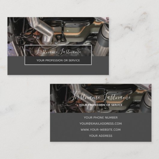 Tuningdeskundigen en monteurs reparatiewerkplaats visitekaartje (Voorkant / Achterkant)