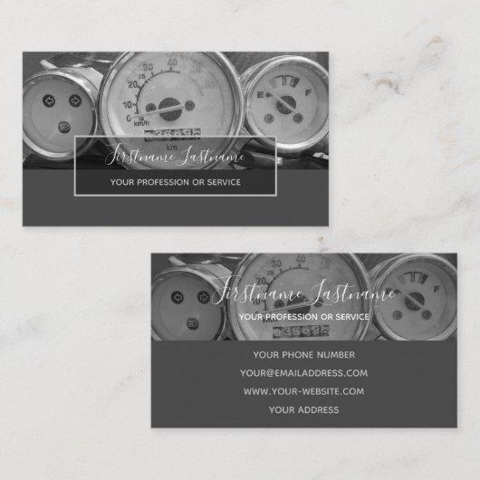 Tuningdeskundigen en monteurs reparatiewerkplaats visitekaartje (Voorkant / Achterkant)