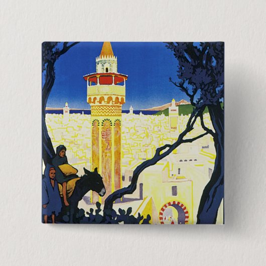 Tunis ~ L'Orient Aux Portes de Marseille Vierkante Button 5,1 Cm (Voorkant)