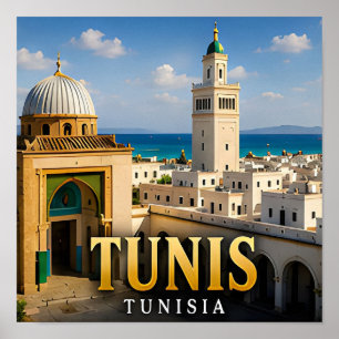 Tunis Medina en mediterrane elegantie Poster