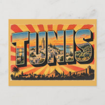Tunis Medina Lagune Olijfheuvels Vintage Reis Kuns