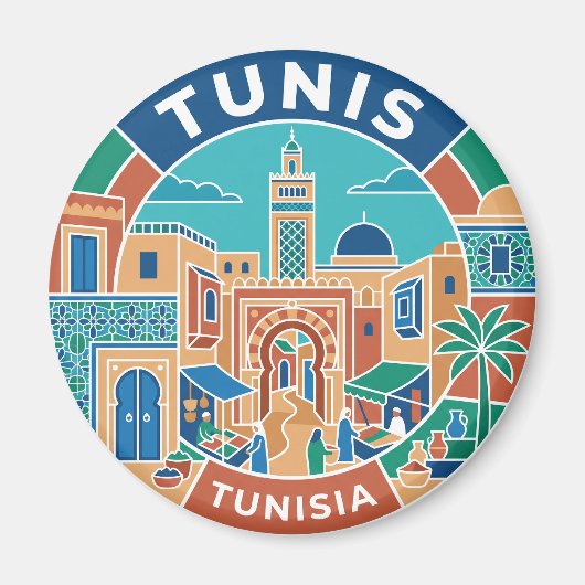 Tunis Medina Tunesië Magneet (Voorkant)