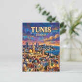 Tunis Silhouette Tunesië Briefkaart (Staand voorkant)