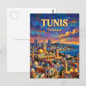 Tunis Silhouette Tunesië Briefkaart (Voorkant / Achterkant)