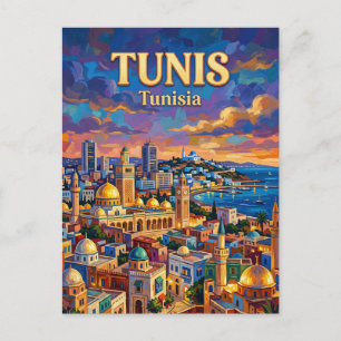 Tunis Silhouette Tunesië Briefkaart