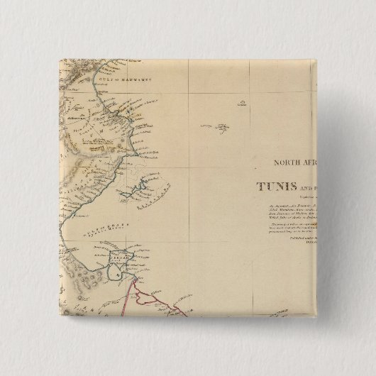 Tunis, Tripoli Vierkante Button 5,1 Cm (Voorkant)