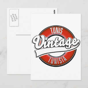 Tunis Tunesië vintage stijl logo Briefkaart