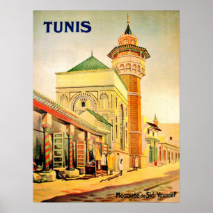 Tunis, Tunesië, Youssef Dey-moskee, stadscentrum Poster