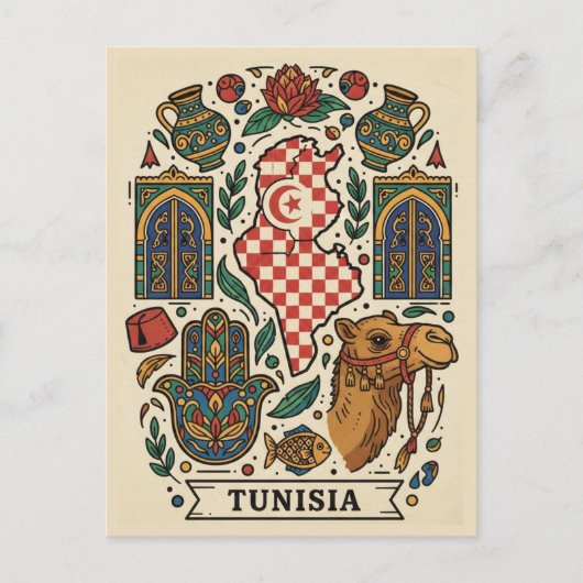 Tunis Tunisia Travel Briefkaart (Voorkant)