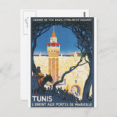 Tunis Vintage Travel Poster Briefkaart (Voorkant / Achterkant)